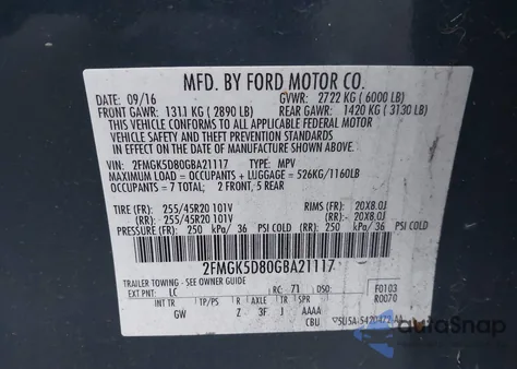 2016 Ford Flex Limited from USA, damaged, VIN 2FMGK5D80GBA21117